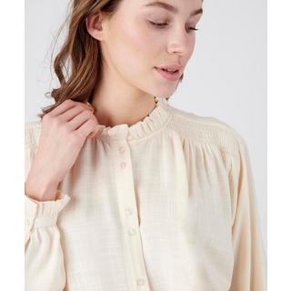 Damart  Chemisier col officier, smocks et volants, en pure viscose. 