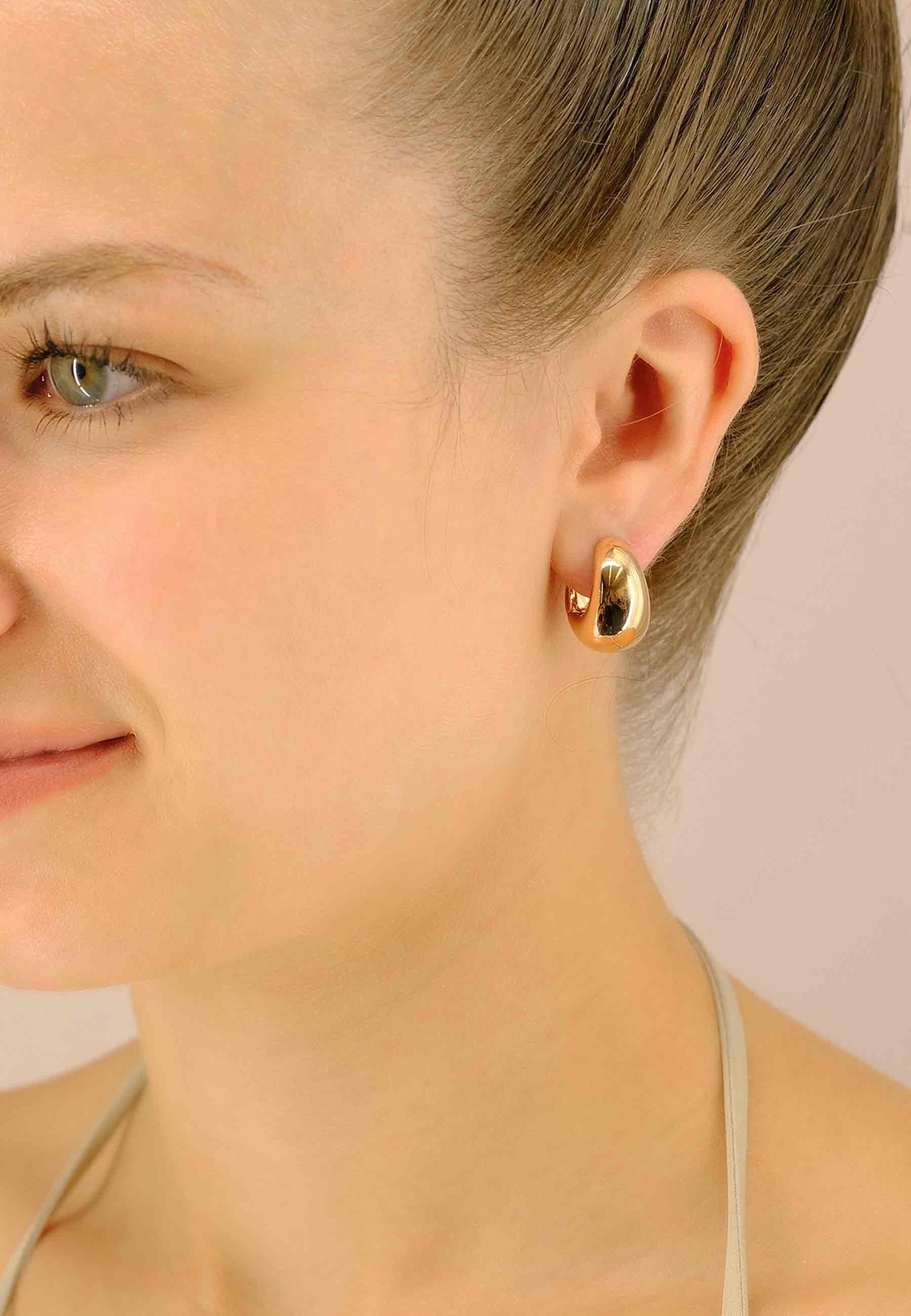 MUAU Schmuck  Creolen Rotgold 750 Scharnier bombiert 17x12mm 