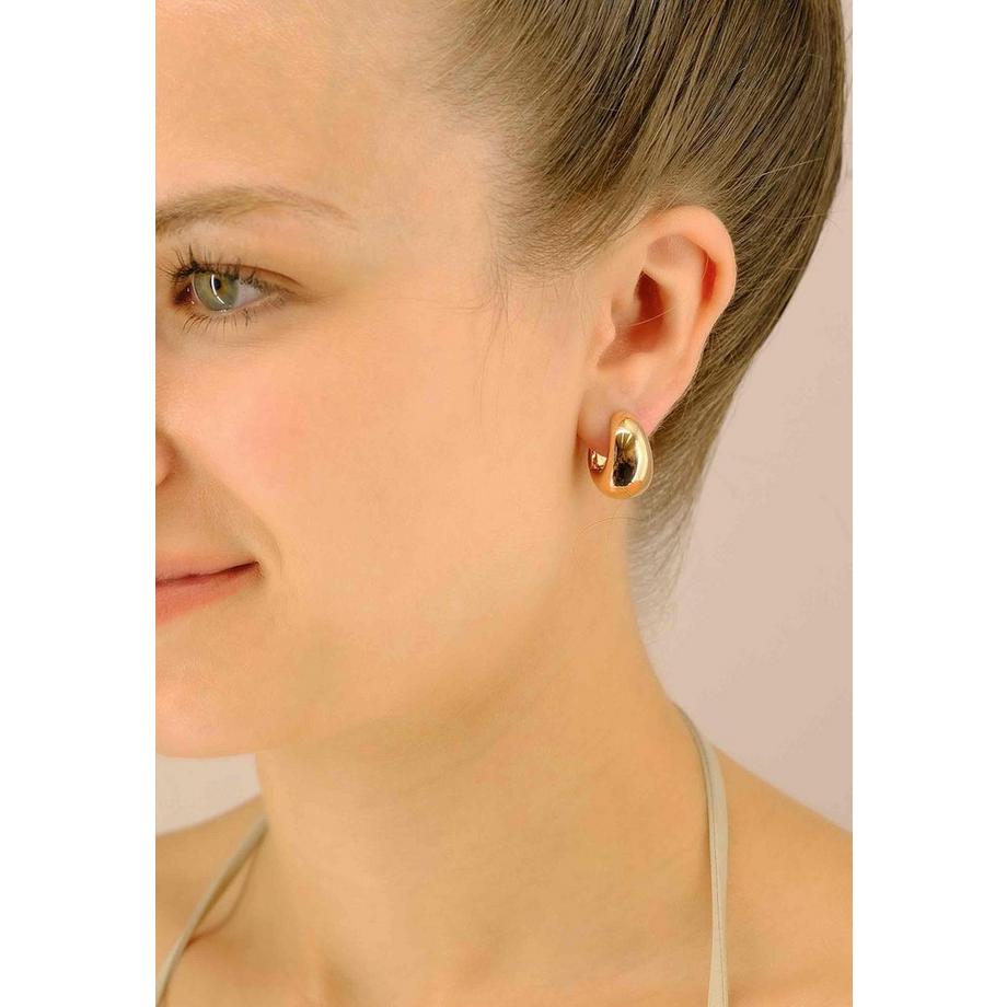 MUAU Schmuck  Charnière créole en or rose 750 cambrée 17x12mm 