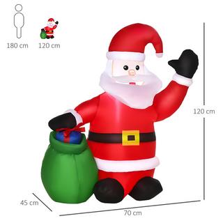 Northio  Led Figur Motiv Weihnachten Weihnachtsmann Schneemann Aufblasbar Weihnachtsdeko Beleuchtet Garten, L 70 X B 45 X H 120 Cm, Ip 44, Warm Weiß 