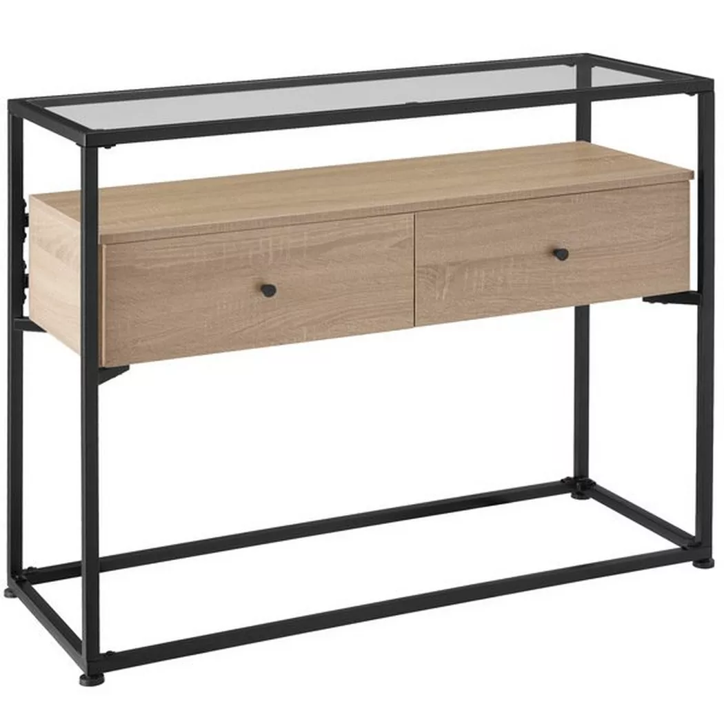 Table Console Style industriel 101,5 x 41,5 80,5 cm Bois clair