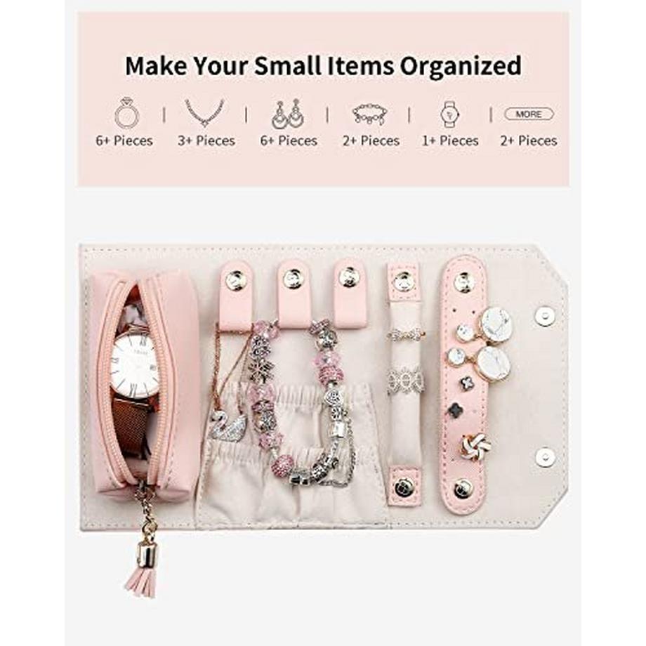 Only-bags.store  Schmuckaufbewahrung Kleine Schmuckrolle Schmuckkästchen Reise PU Leder 