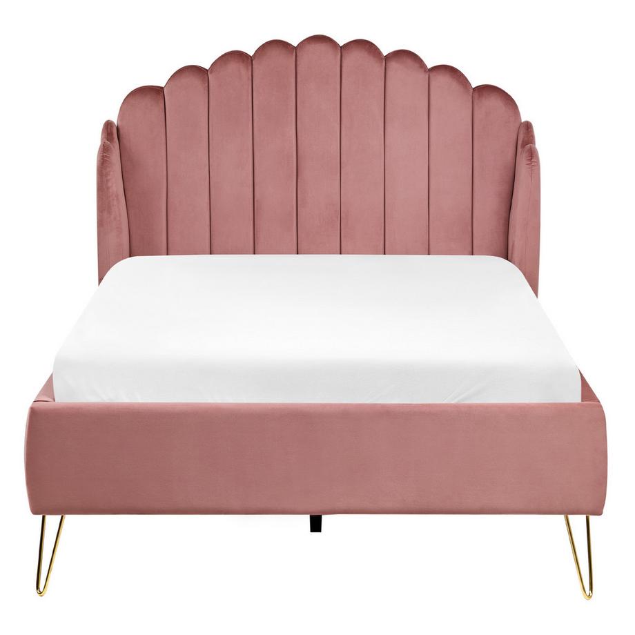 Beliani Lit avec sommier en Velours Glamour AMBILLOU  