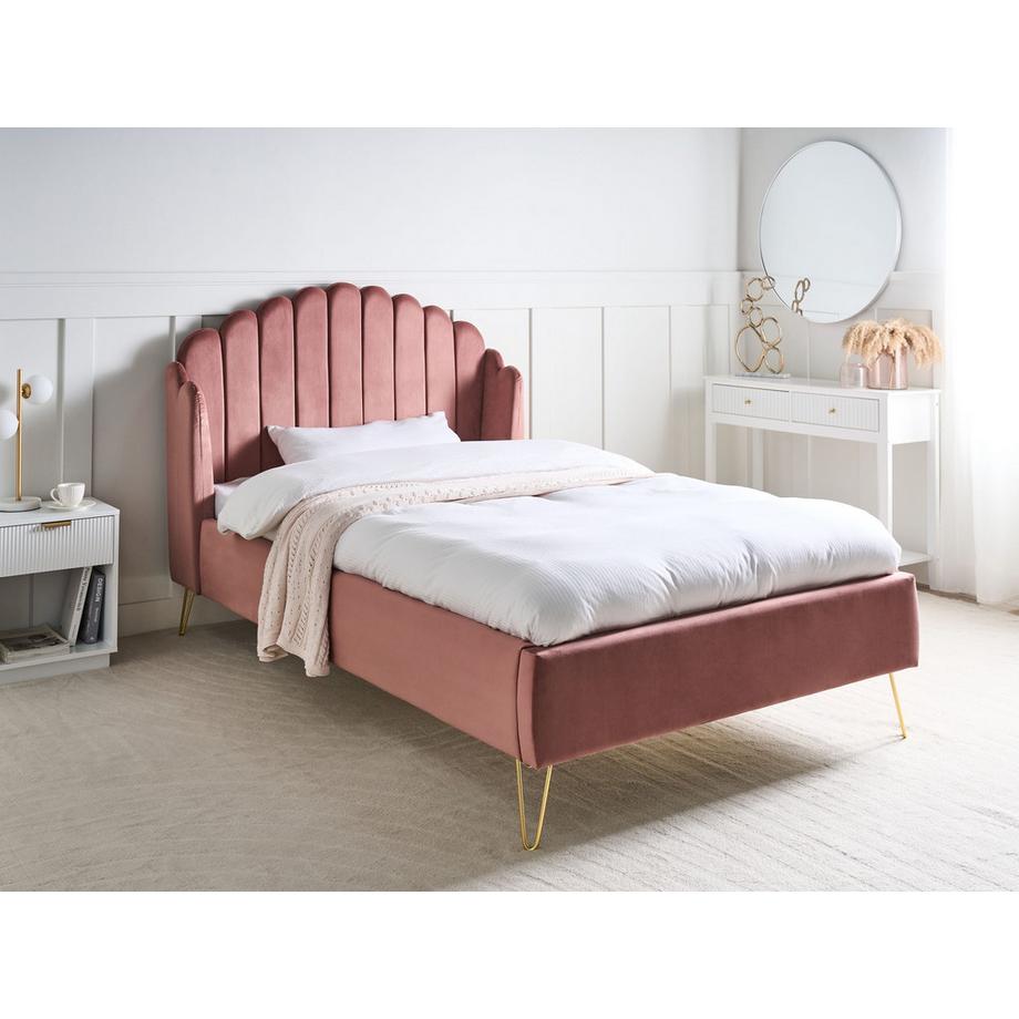 Beliani Lit avec sommier en Velours Glamour AMBILLOU  