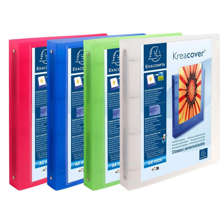 Classeur 4 anneaux 30mm polypropylène chromaline 10/10e Krea Cover - A4 maxi - x 12