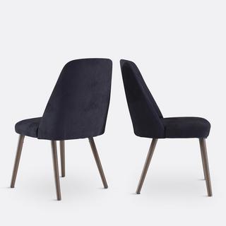 La Redoute Intérieurs Lot de 2 chaises velours et noyer  