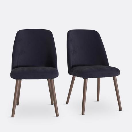 La Redoute Intérieurs Lot de 2 chaises velours et noyer  