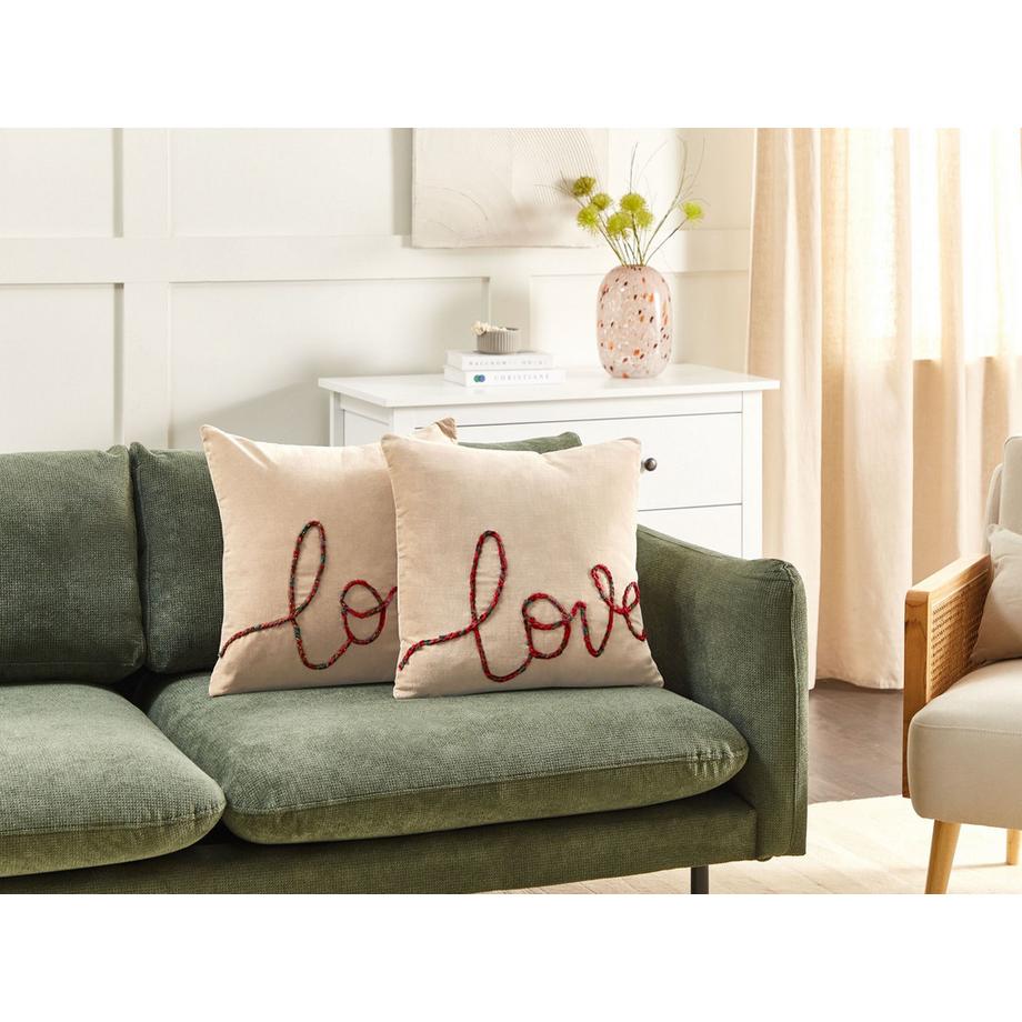 Beliani Dekokissen 2er Set aus Samtstoff Modern ROTALA  