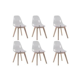 Vente-unique Lot de 6 chaises AUDRA Polycarbonate Hêtre Transparent  