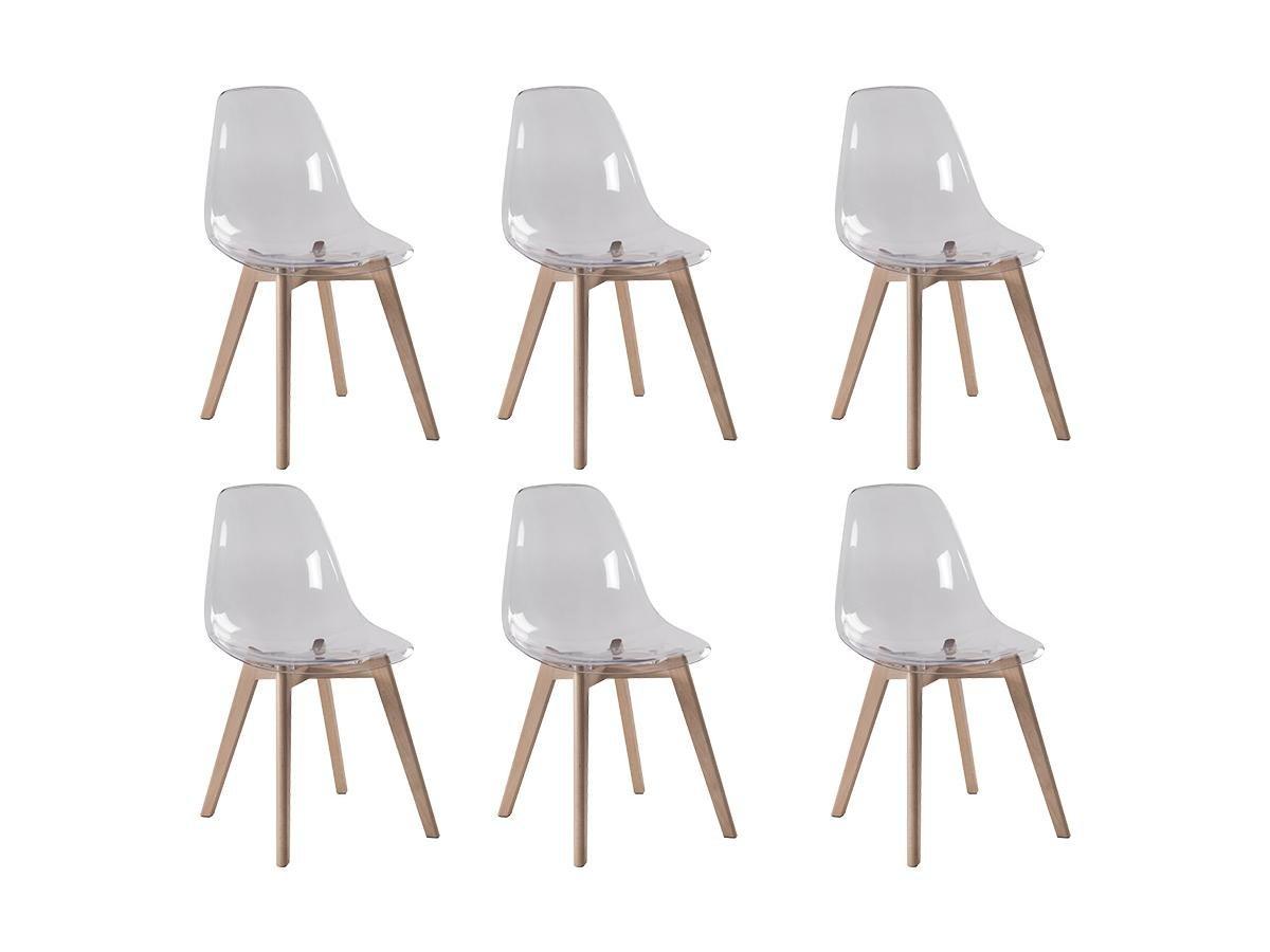 Vente-unique Lot de 6 chaises AUDRA Polycarbonate Hêtre Transparent  