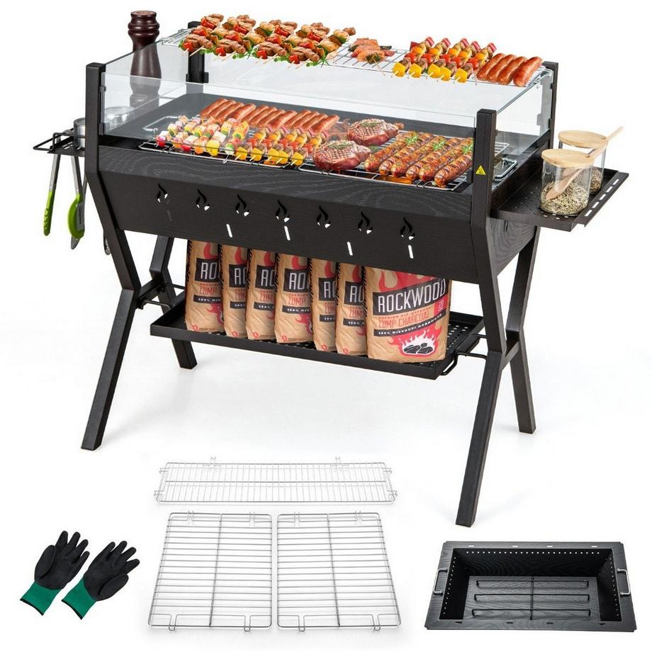 Northix  Barbecue au charbon de bois avec pare-brise 