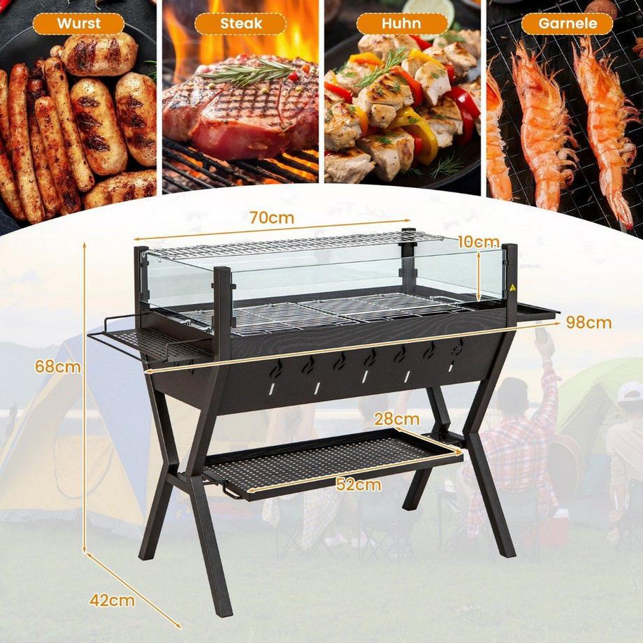 Northix  Barbecue au charbon de bois avec pare-brise 