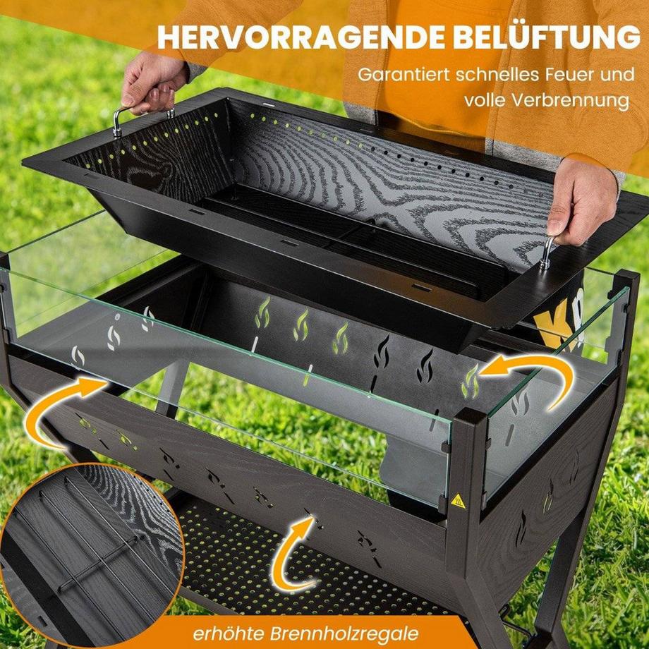 Northix  Barbecue au charbon de bois avec pare-brise 