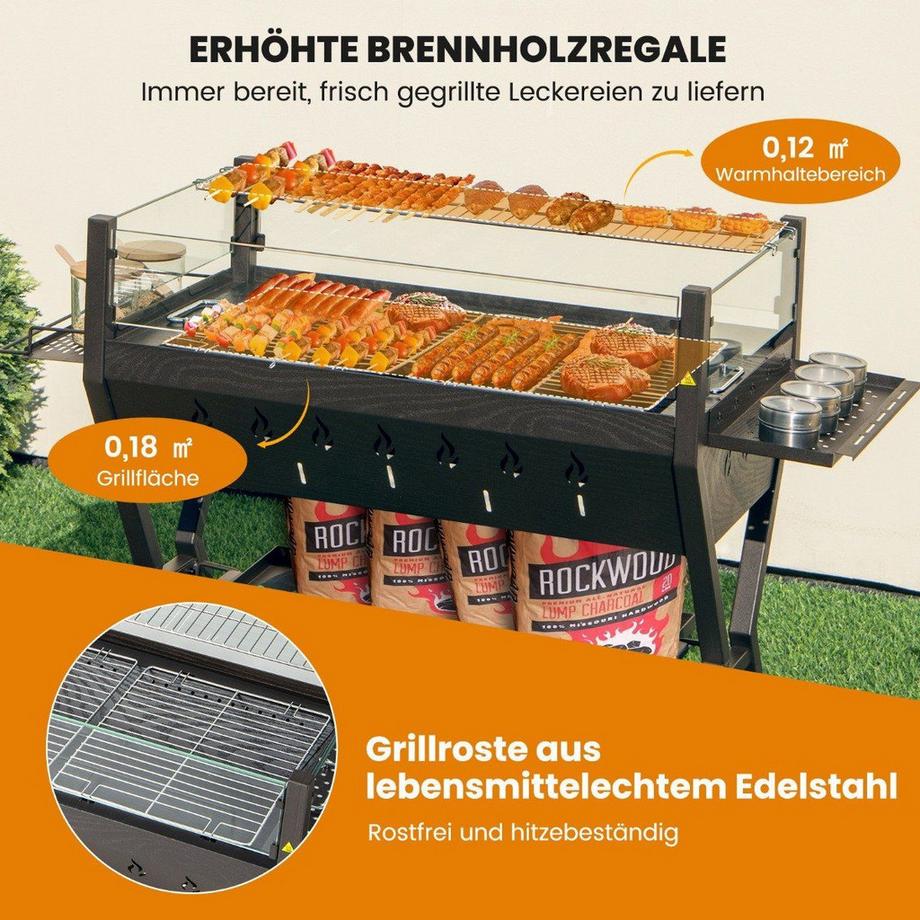 Northix  Barbecue au charbon de bois avec pare-brise 