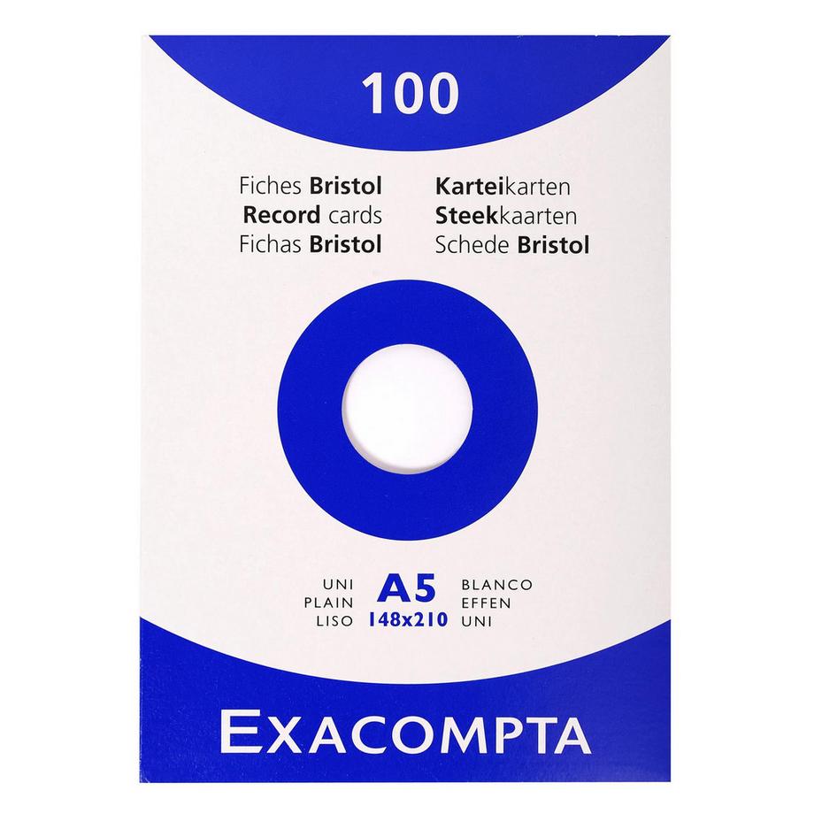 Exacompta Confezione 100 cartoncini bristol - bianco senza righe senza perforazione 148x210mm - x 10  