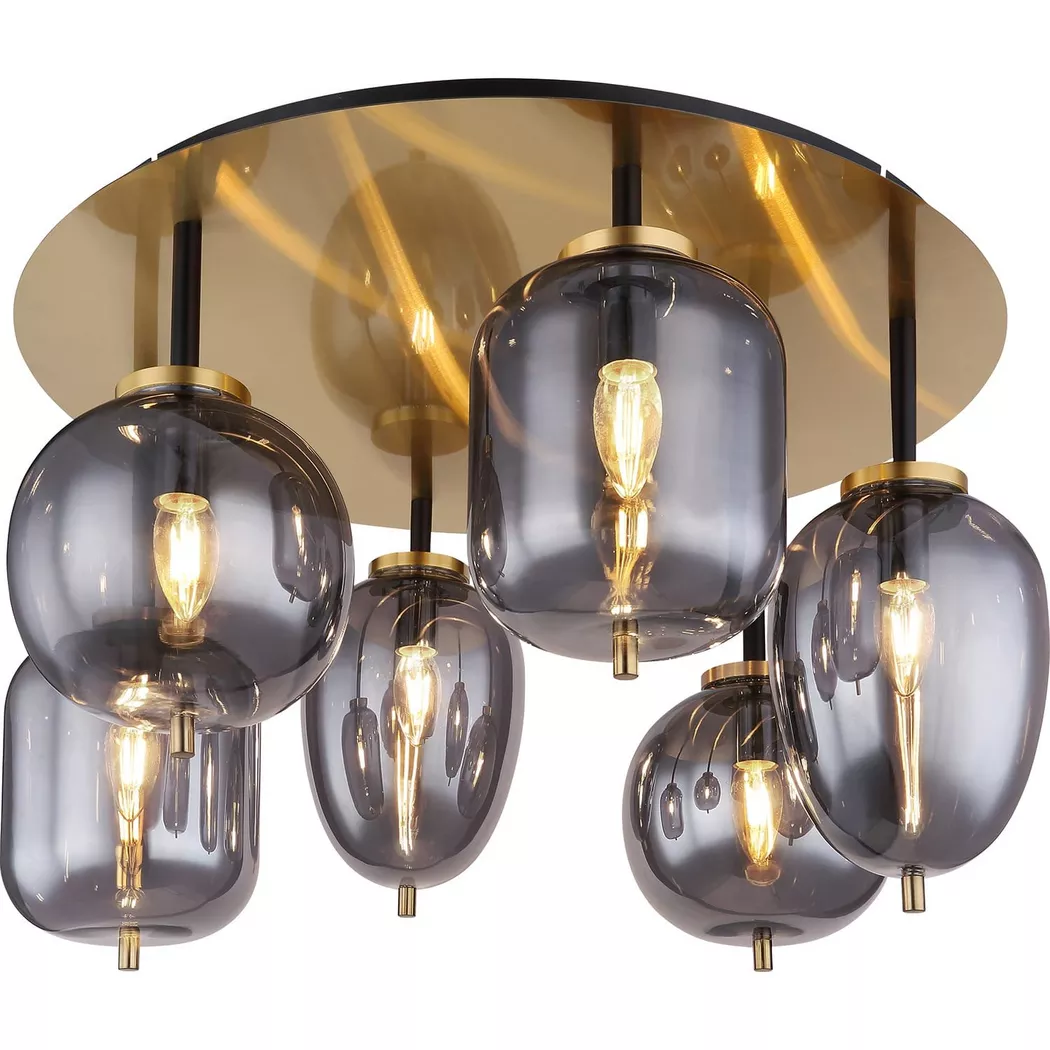 mutoni – Deckenleuchte Blacky I Metall matt 6xE14, One Size, Grau