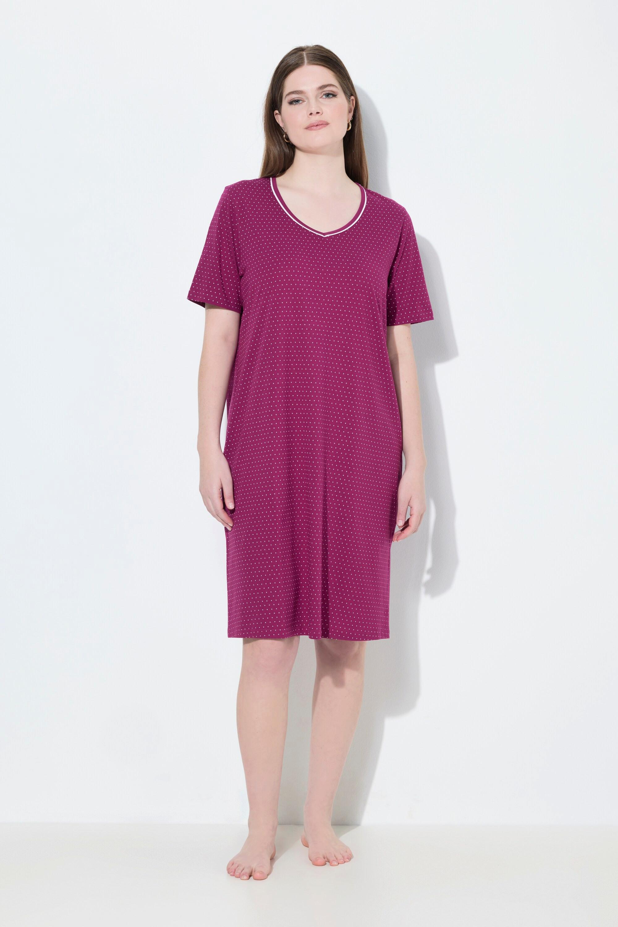 Ulla Popken Confezione da 2 Camicie da Notte Girocollo Scollo a V Mezza Manica  