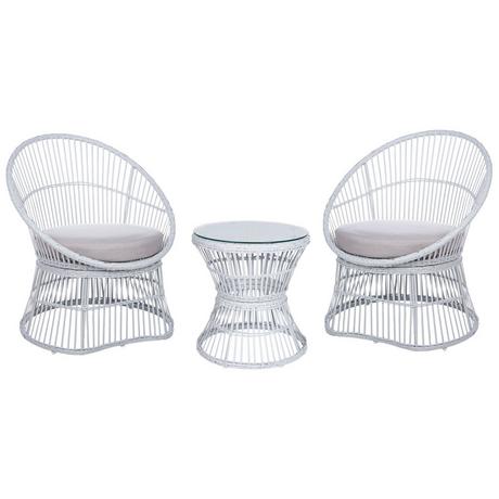 Beliani Bistro Set aus Rattan Rustikal MESYNA  