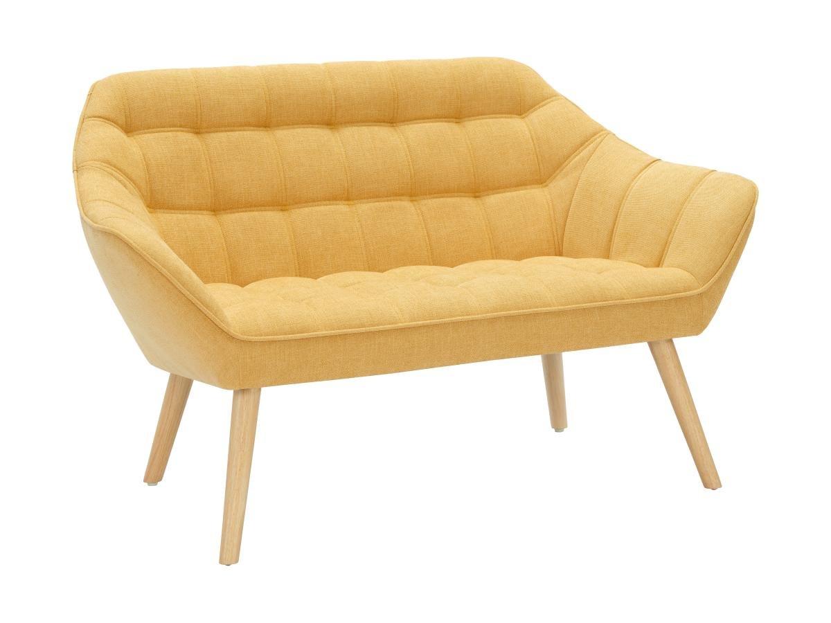 Vente-unique Canapé 2 places et fauteuil en tissu jaune moutarde CASERTA  