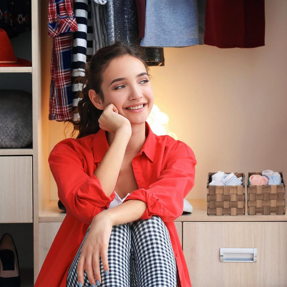 B2X Set di 4 cestini portaoggetti effetto vimini  