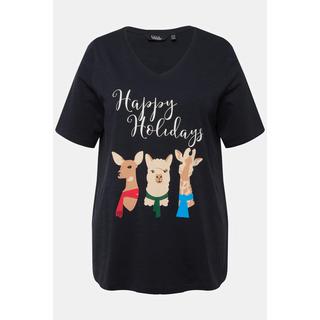 Ulla Popken  Weihnachts-Shirt, Tiere, A-Linie, V-Ausschnitt, Halbarm 