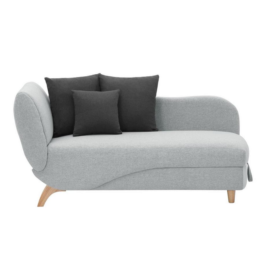 Vente-unique Chaise longue letto con contenitore in Tessuto Grigio - Angolo a destra - PENELOPE  