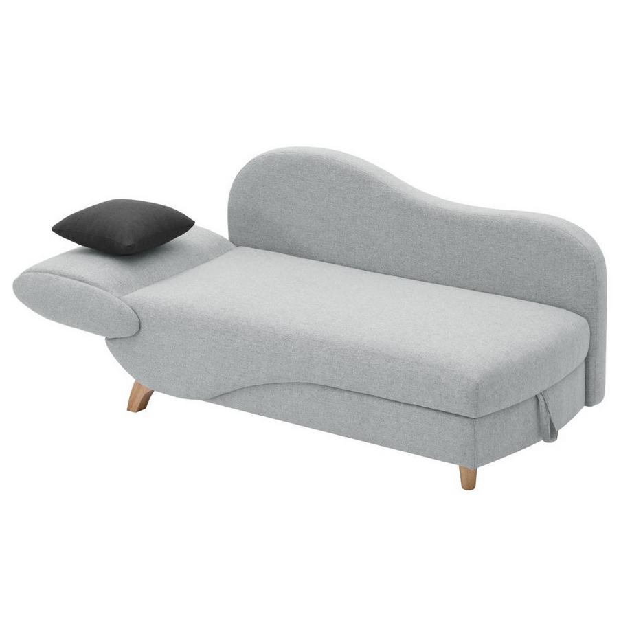 Vente-unique Chaise longue letto con contenitore in Tessuto Grigio - Angolo a destra - PENELOPE  
