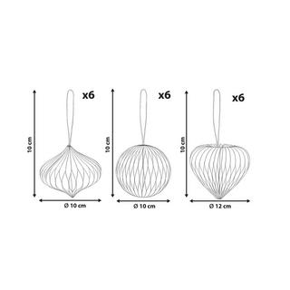 Beliani Set di 18 decorazioni per l'albero di Natale en Carta Classico SUSA  