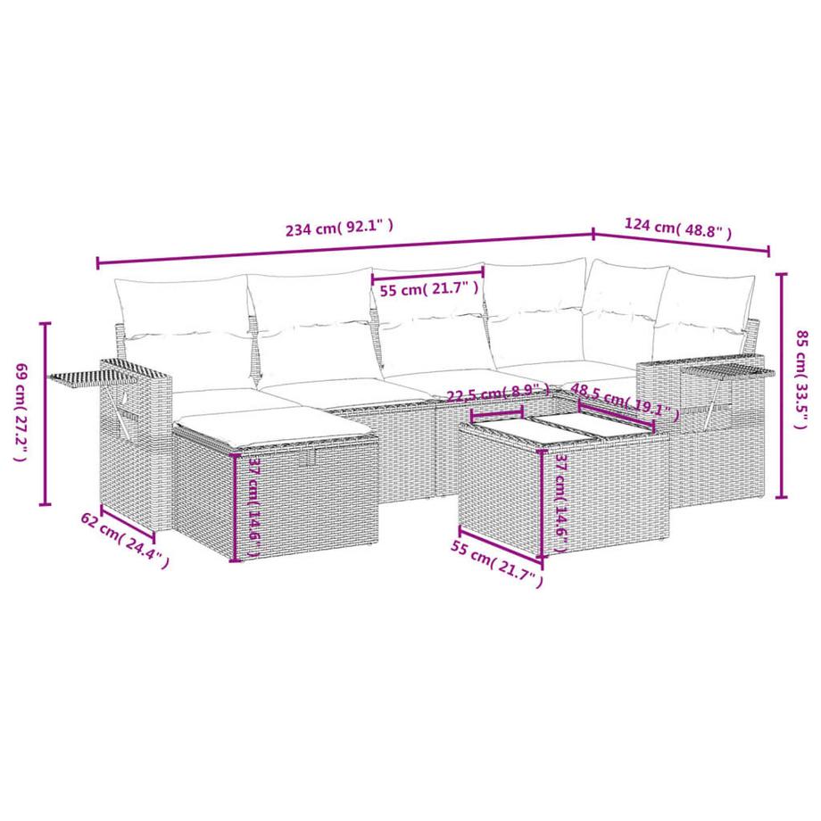 VidaXL set divano da giardino Polirattan  