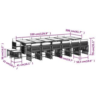 VidaXL Ensemble de salle à manger de jardin rotin synthétique  