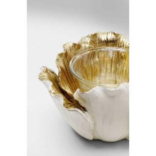 KARE Design Teelichthalter Flower Bloom Creme Gold rund 10  