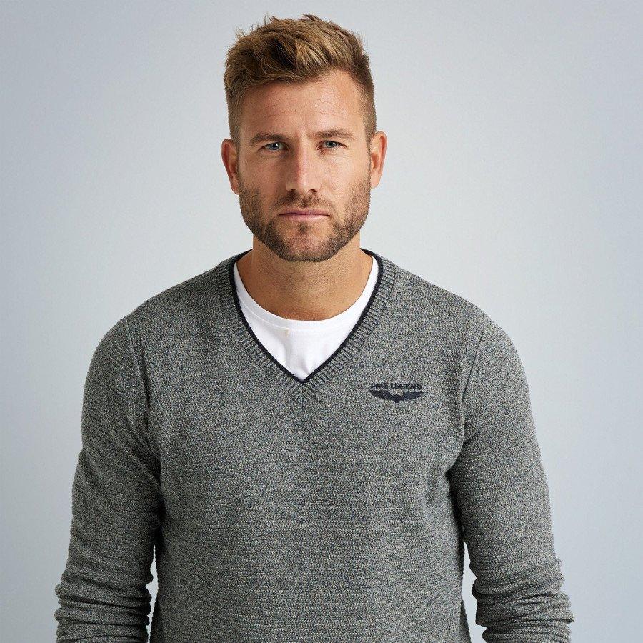 PME Legend Maglione in cotone mouliné scollo a V  