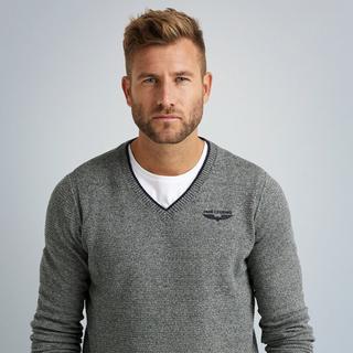 PME Legend Maglione in cotone mouliné scollo a V  