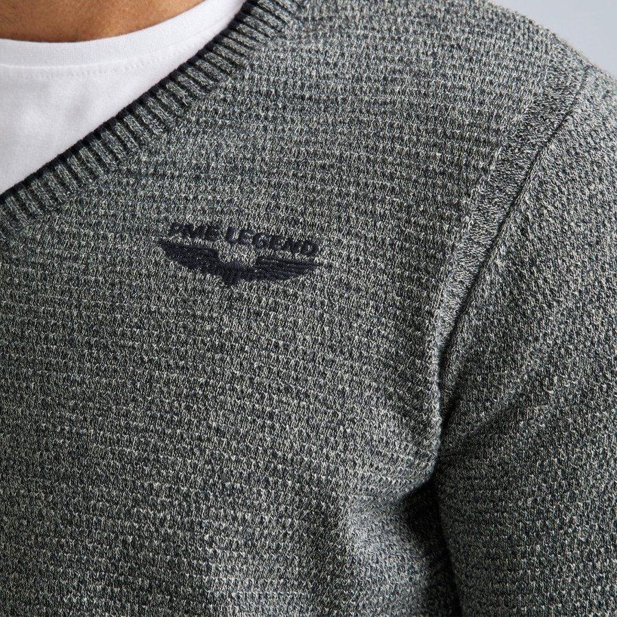 PME Legend Maglione in cotone mouliné scollo a V  