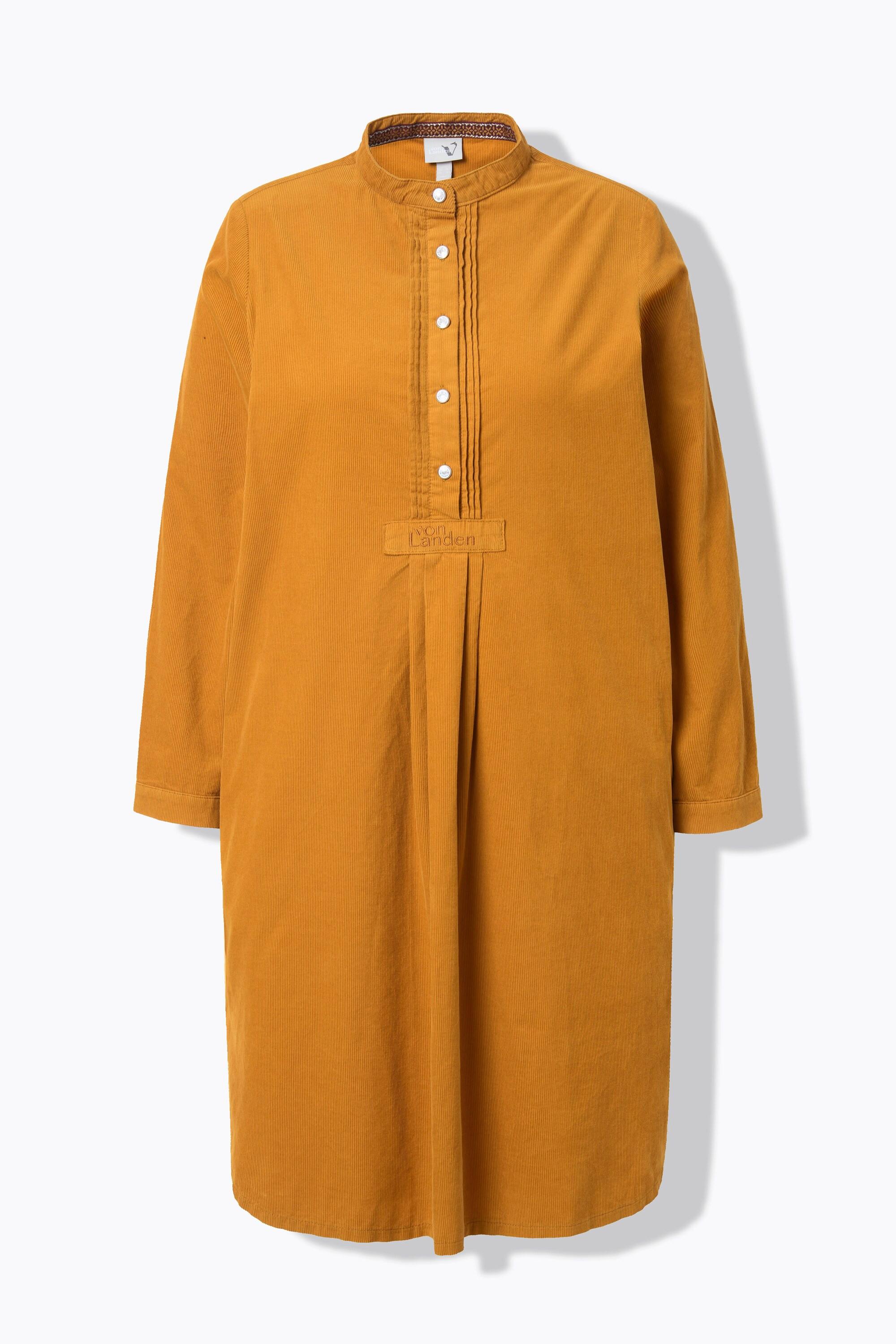 Ulla Popken Robe en velours côtelé Col Montant Plis Décoratifs Manches Longues  