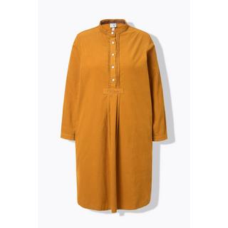 Ulla Popken Robe en velours côtelé Col Montant Plis Décoratifs Manches Longues  