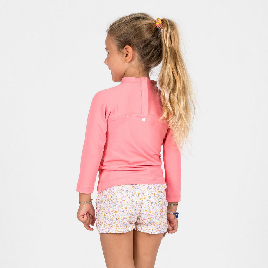 DECATHLON  Short de bain Bébé / Enfant - blanc rose imprimés fleurs 