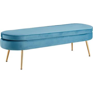 Pouf ovale velours bleu