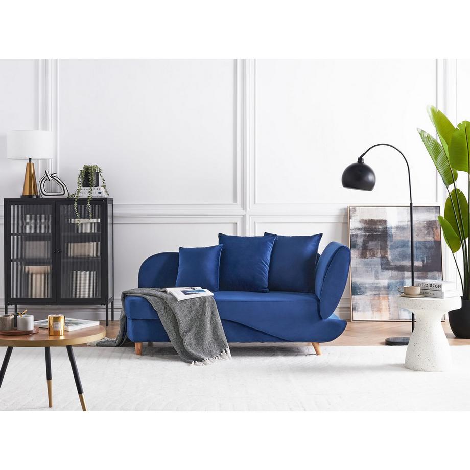 Beliani Rechtsseitige Chaiselongue aus Samtstoff  MERI  