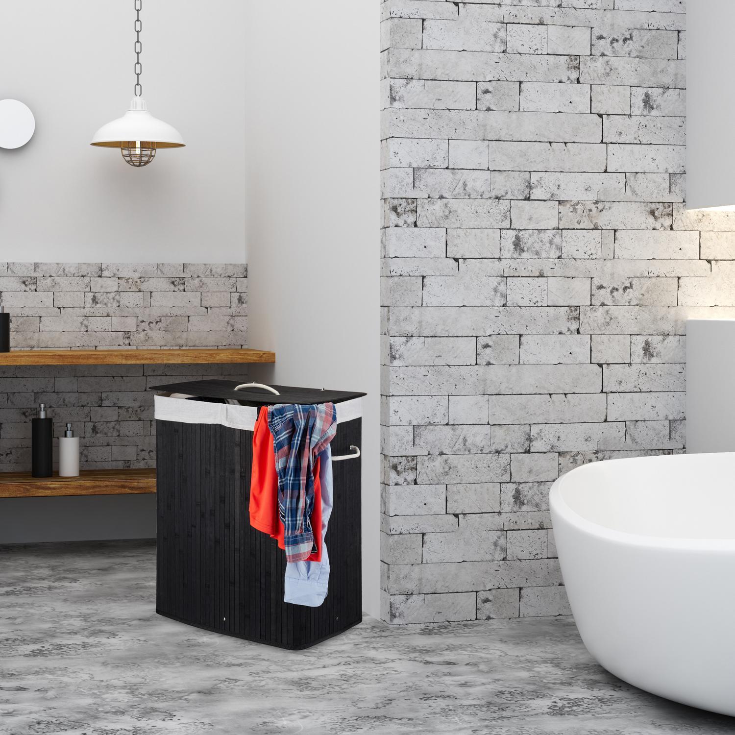 Northix Bambus-Wäschekorb mit 2 Fächern  