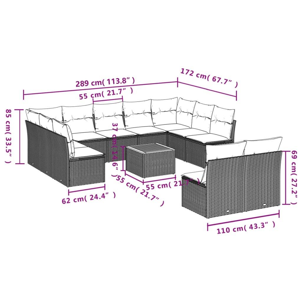 VidaXL set divano da giardino Polirattan  