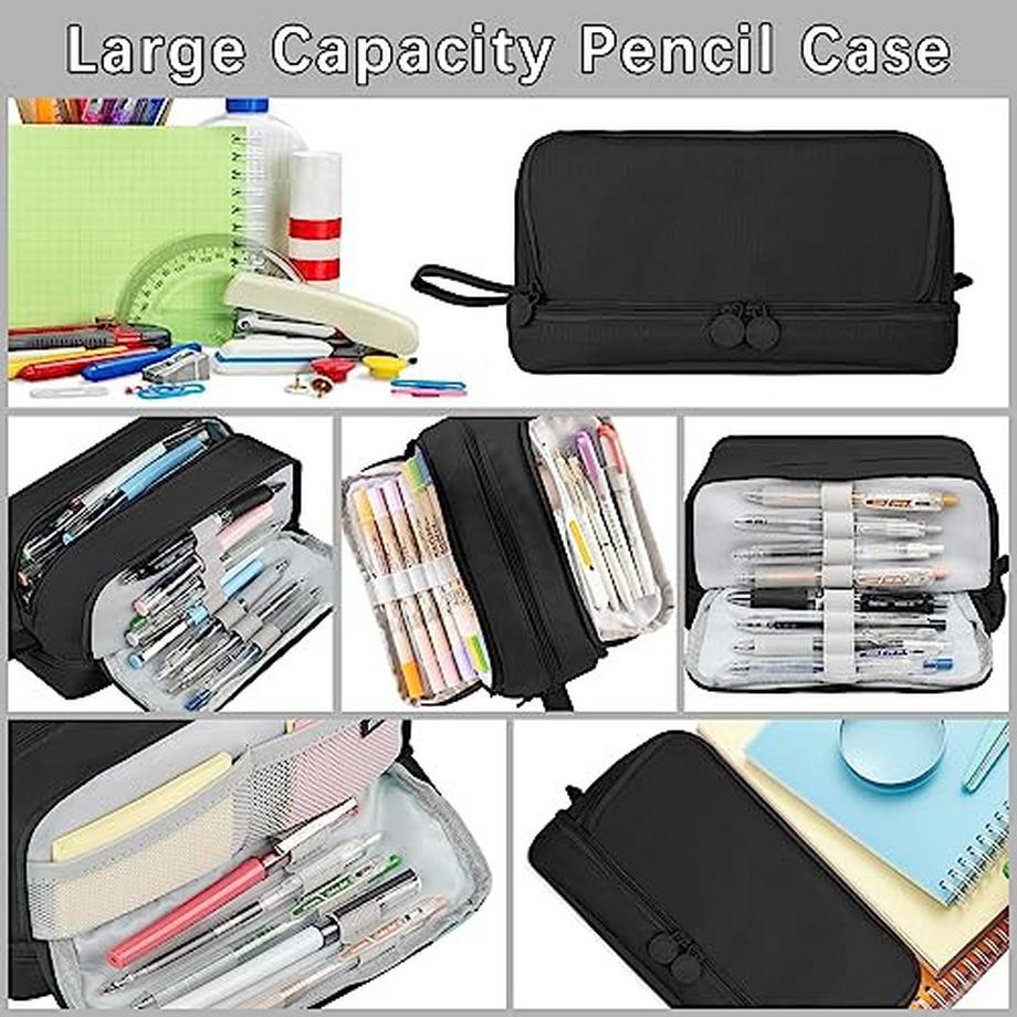 Only-bags.store Trousse à crayons Large avec 3+1 compartiments Trousse à crayons de grande capacité Trousse à crayons pour adolescents  