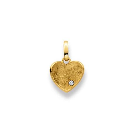 MUAU Schmuck  Pendentif coeur or jaune 750 diamant 0,02ct. 16x10mm 