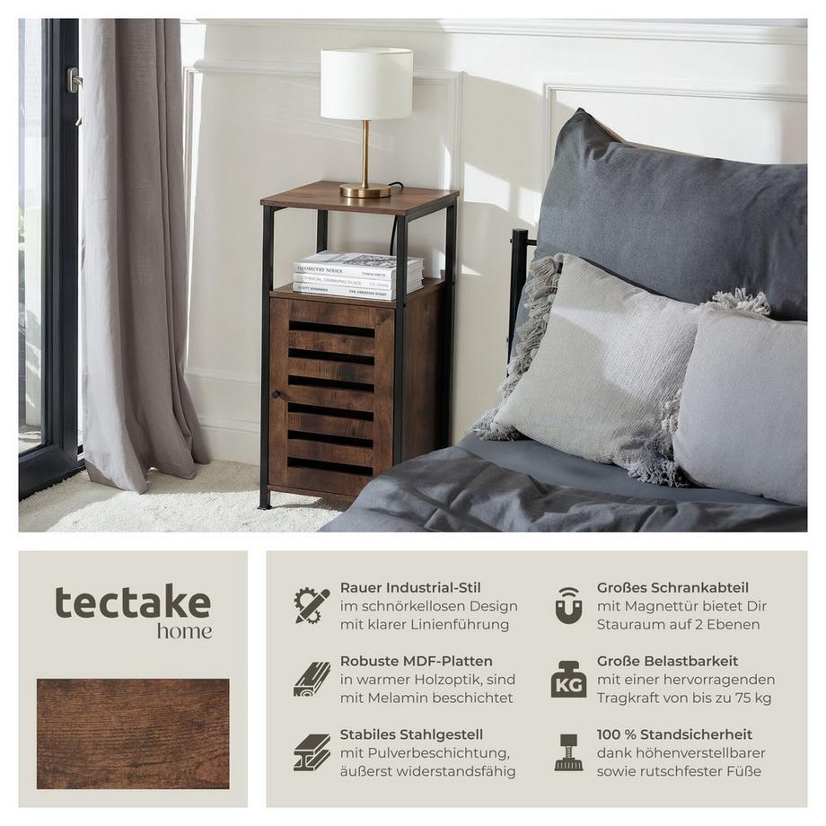 Tectake Beistellschrank Durham Industrial Style Holz und Stahl  