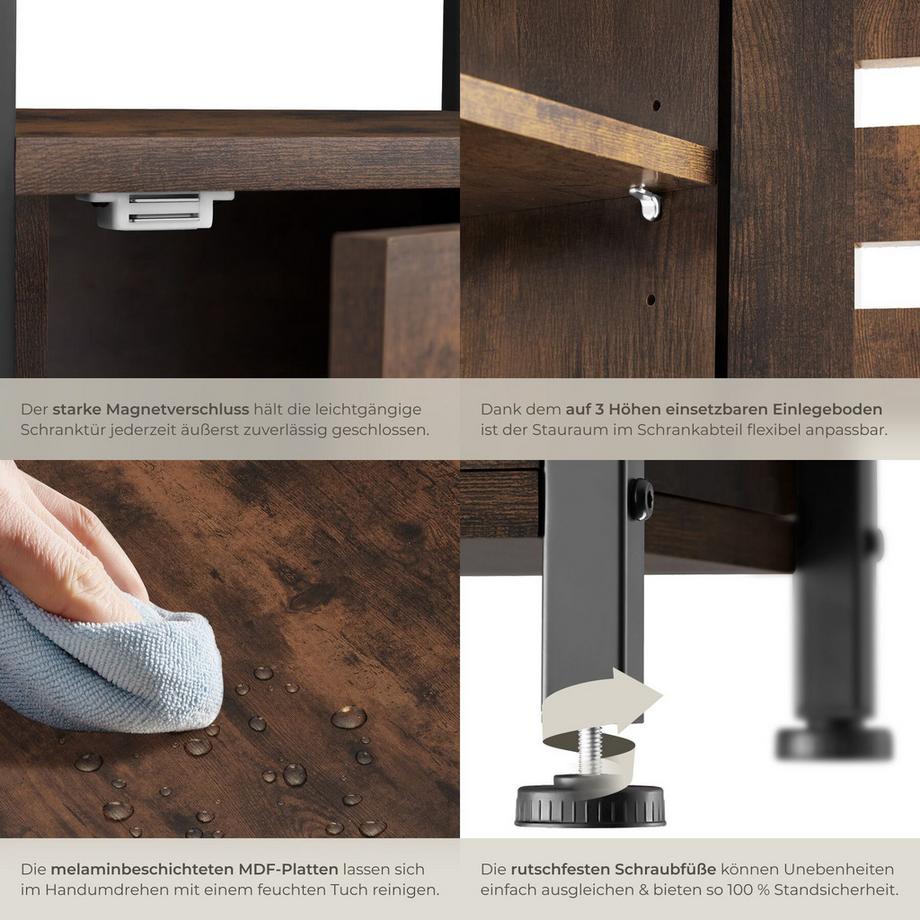 Tectake Beistellschrank Durham Industrial Style Holz und Stahl  