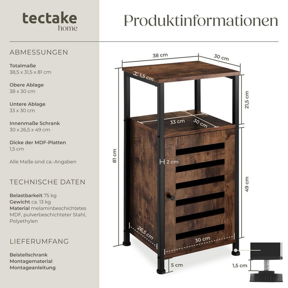 Tectake Armadietto Durham 38,5 x 31,5 x 81 cm  