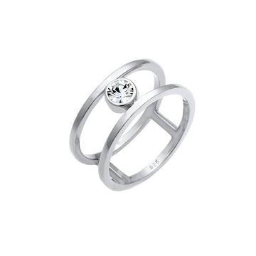 Ring Doppelring Solitär Kristalle 925 Silber