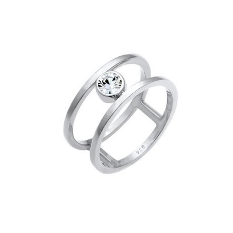 Elli  Ring Doppelring Solitär Kristalle 925 Silber 