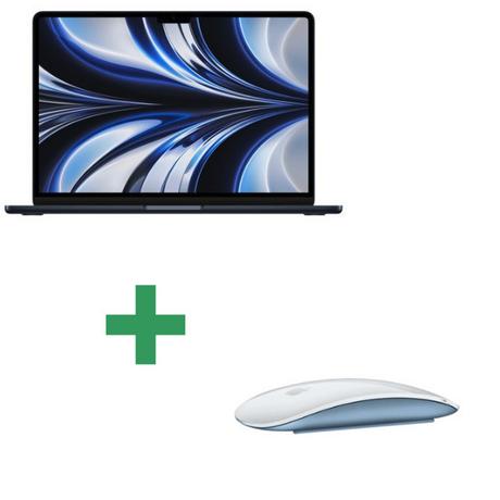Apple  Refurbished MacBook Air 13" 2022 Apple M2 3,5 Ghz 8 Gb 256 Gb SSD Mitternacht + Apple Magic Mouse 2 Kabellose Maus - Blau 
