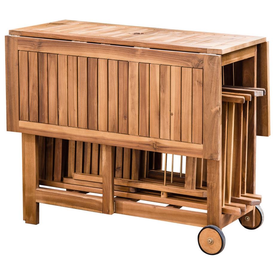 Beliani Gartentisch Set mit Schirm aus Akazienholz  FRASSINE  